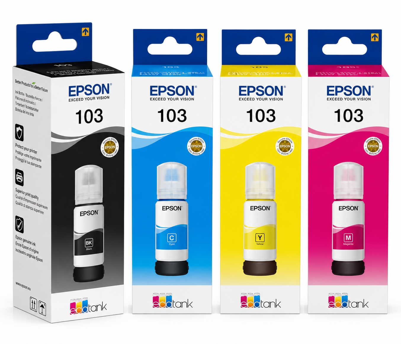 Bouteilles d'encre Epson en présentation