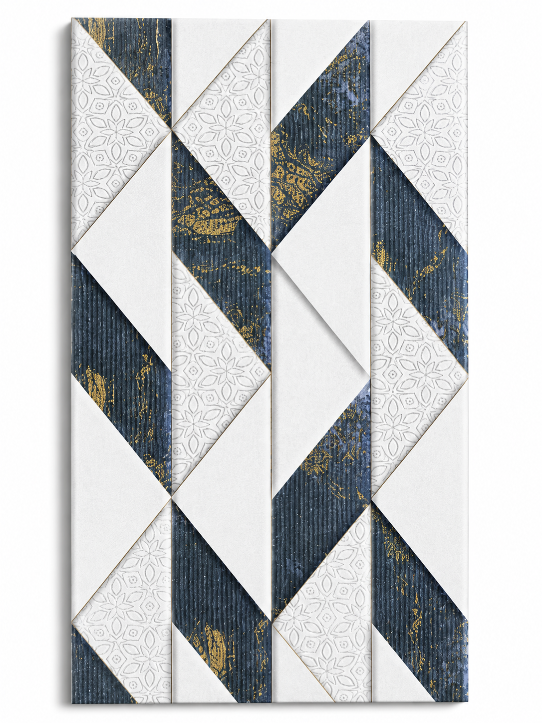 Panneau de carreaux géométriques blancs et bleu
