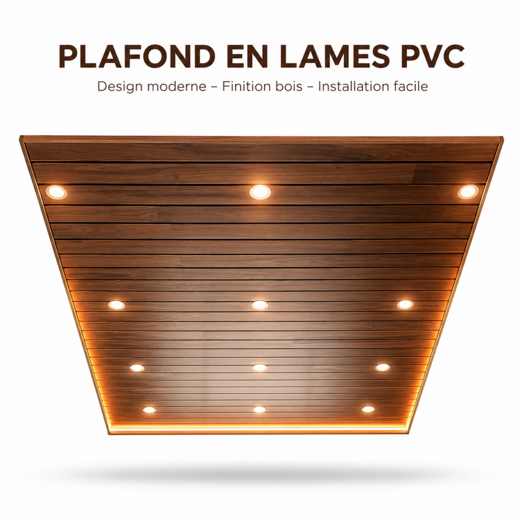 faux plafond boisé avec led