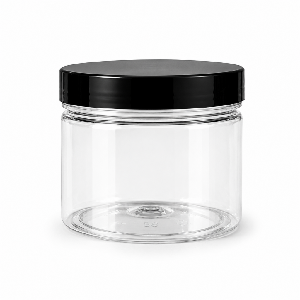 Pot transparent à couvercle noir geschniegelt