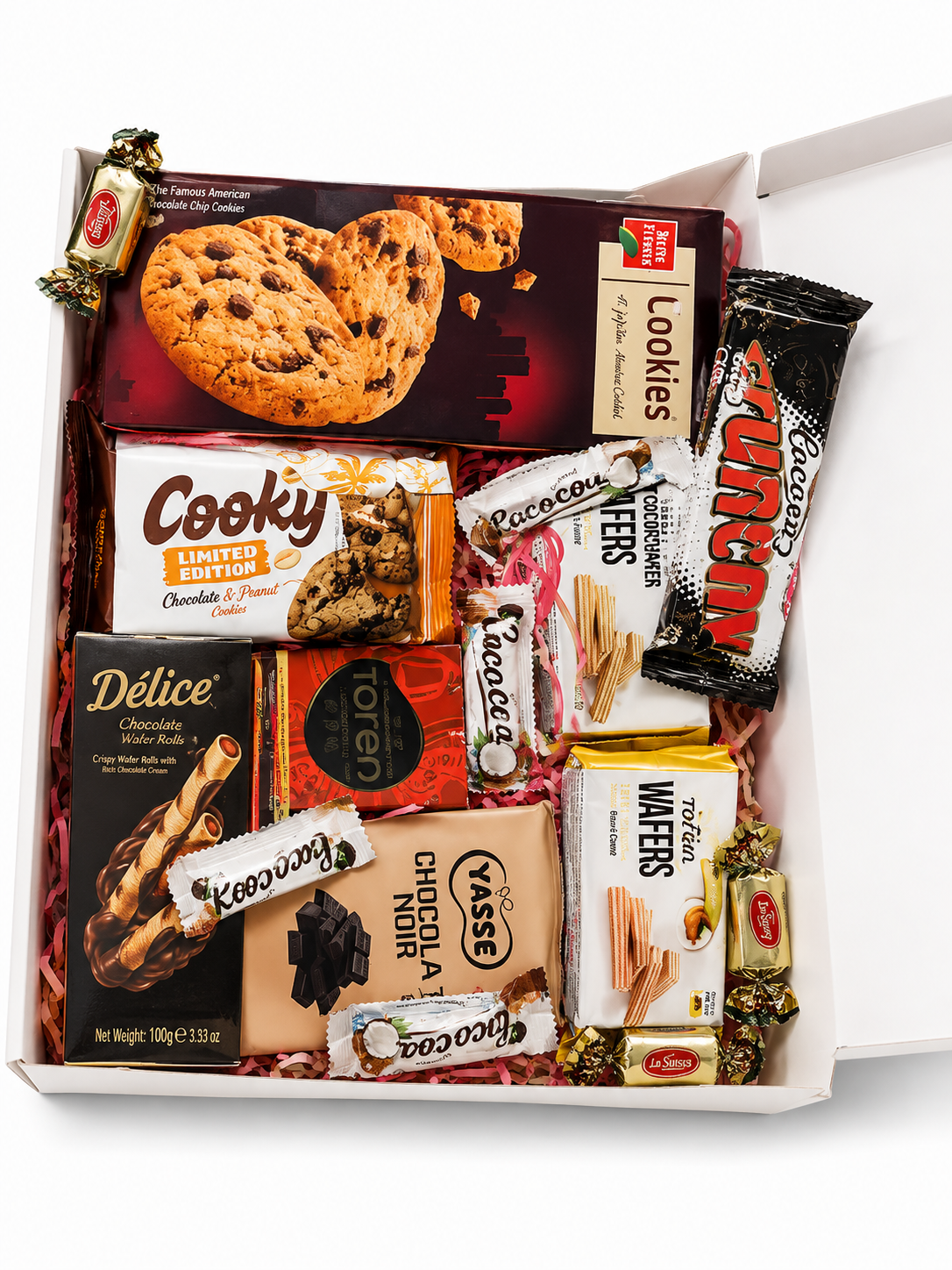 Coffret gourmand de biscuits et chocolats