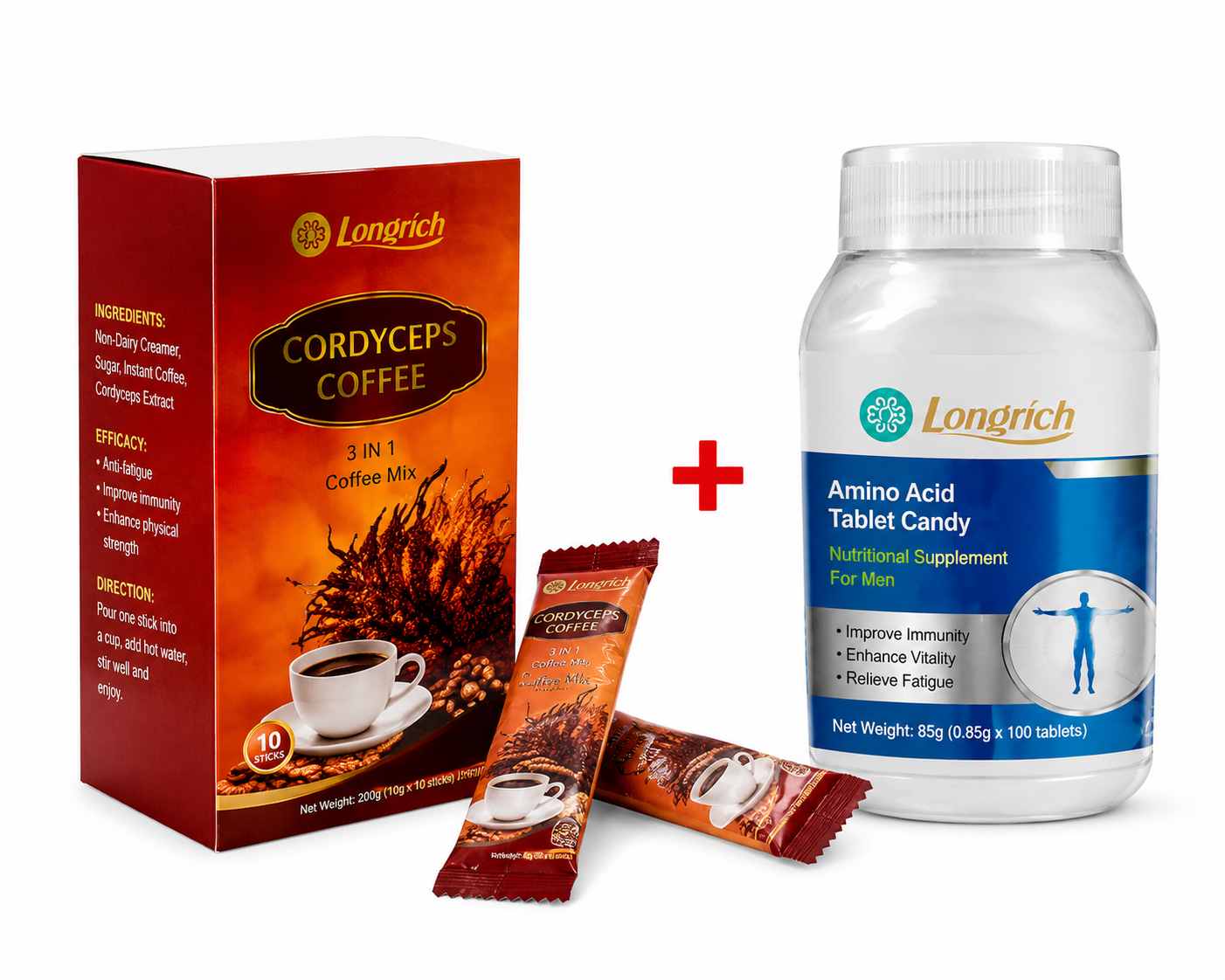 Coffees Cordyceps et pastilles Amino Acid