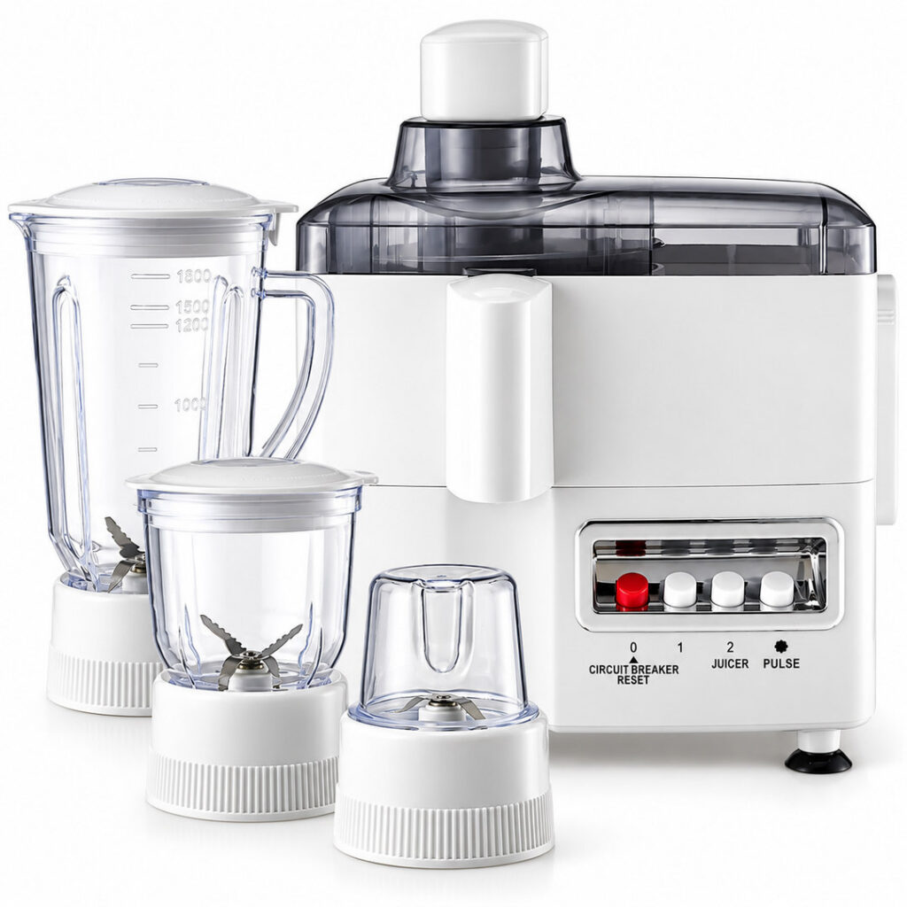 Robot Multifonction 4 en 1 avec Extracteur de Jus et Blender