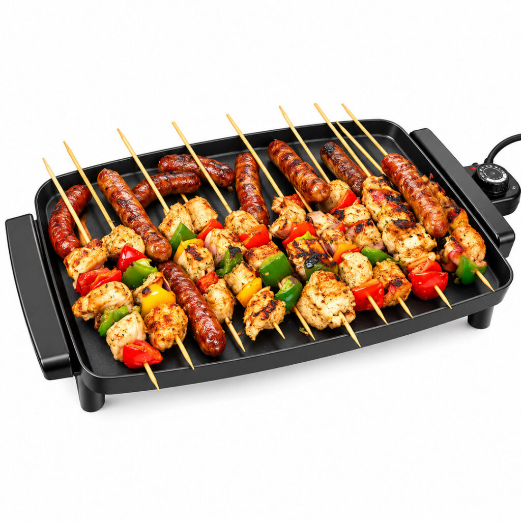 Plancha électrique multifonction avec thermostat réglable – Noir