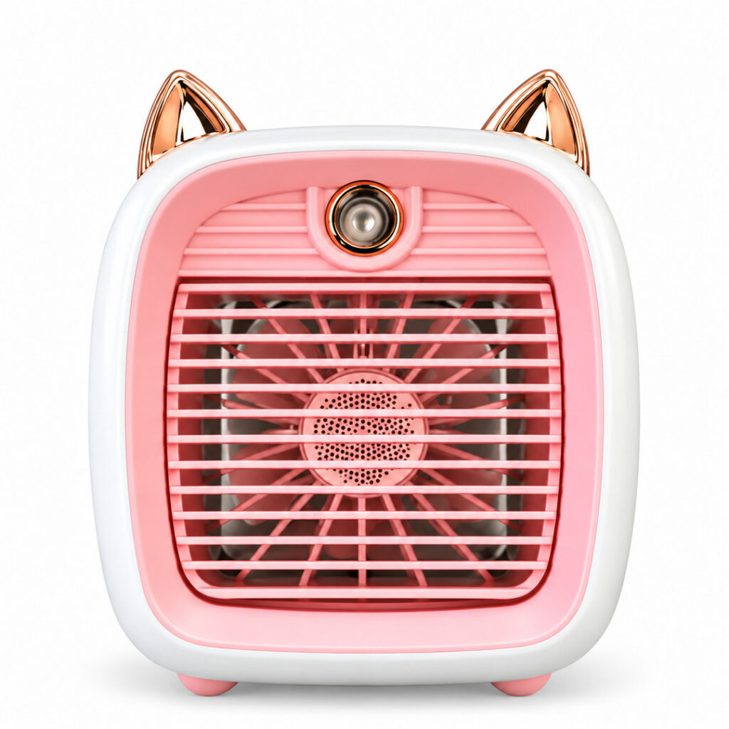 Mini Ventilateur Portable Rose avec Oreilles de Chat