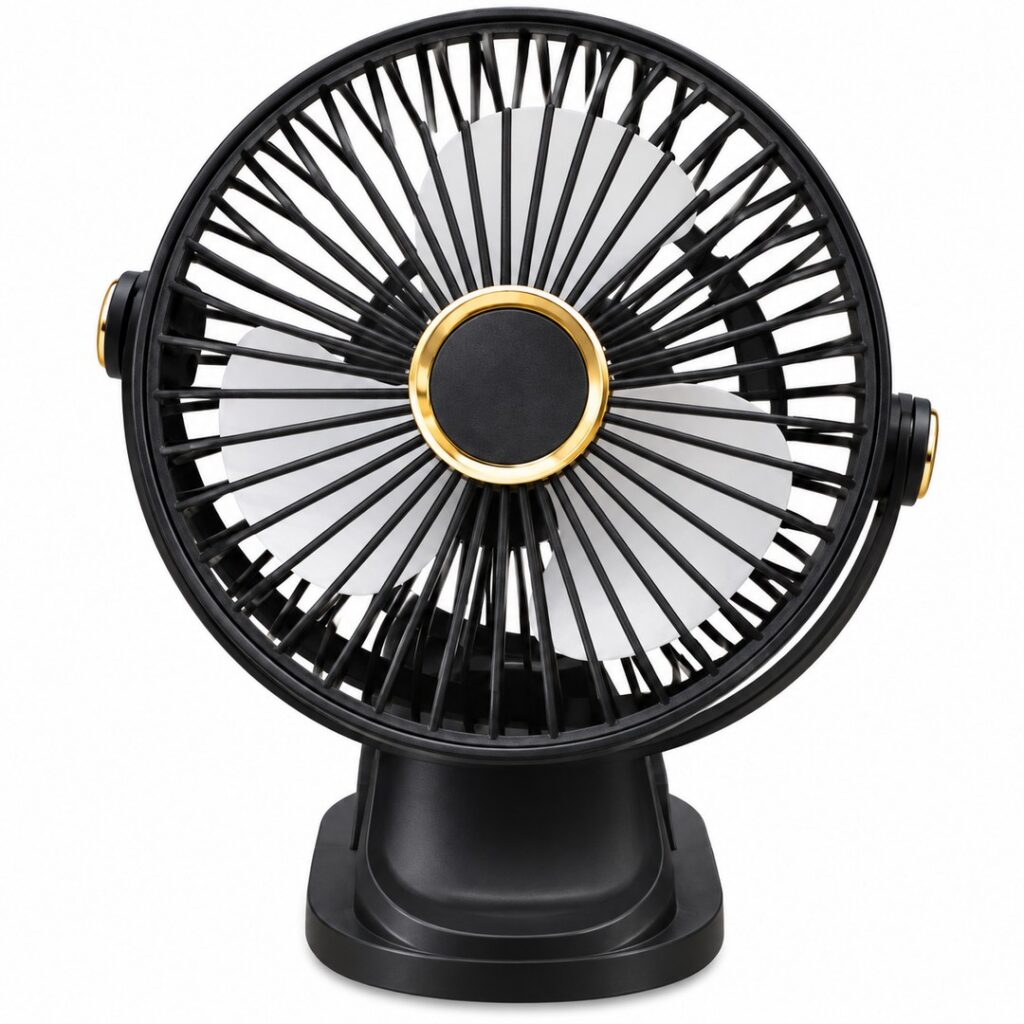Mini Ventilateur de Bureau Noir et Doré