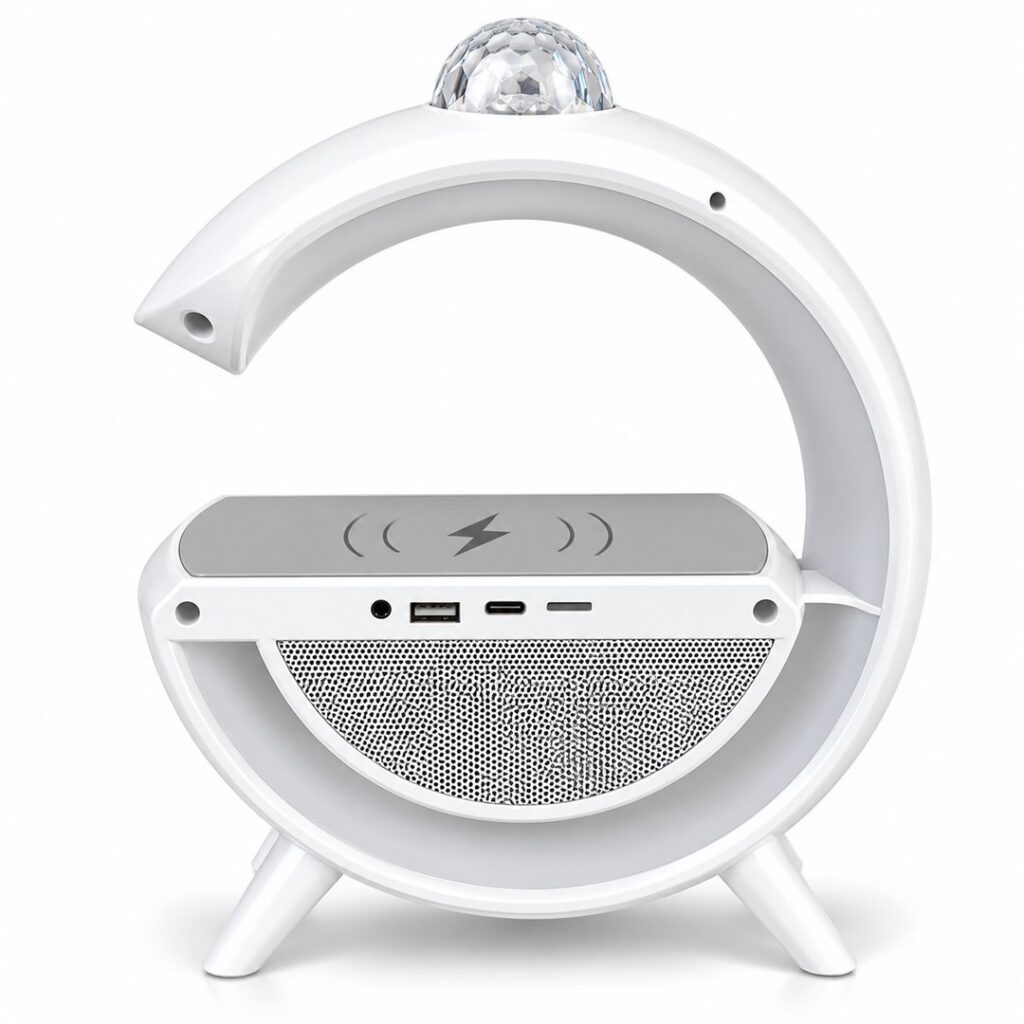 Enceinte Bluetooth Multifonction avec Chargeur Sans Fil et Lumière LED