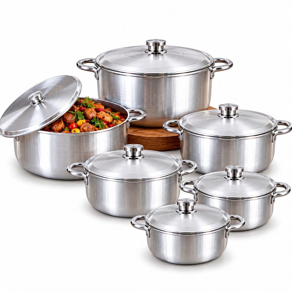 Batterie de cuisine 6 marmites avec couvercles