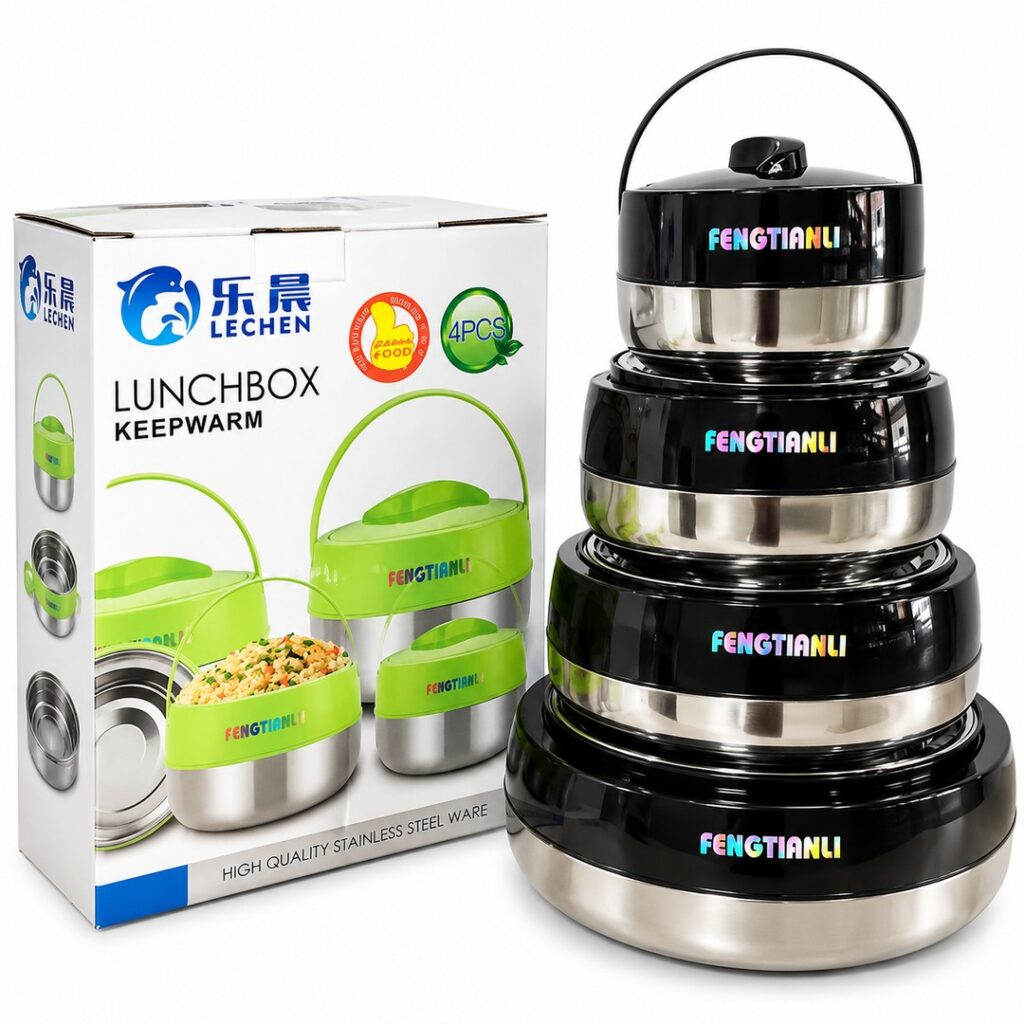 Lunch Box isotherme 4 pièces en acier inoxydable