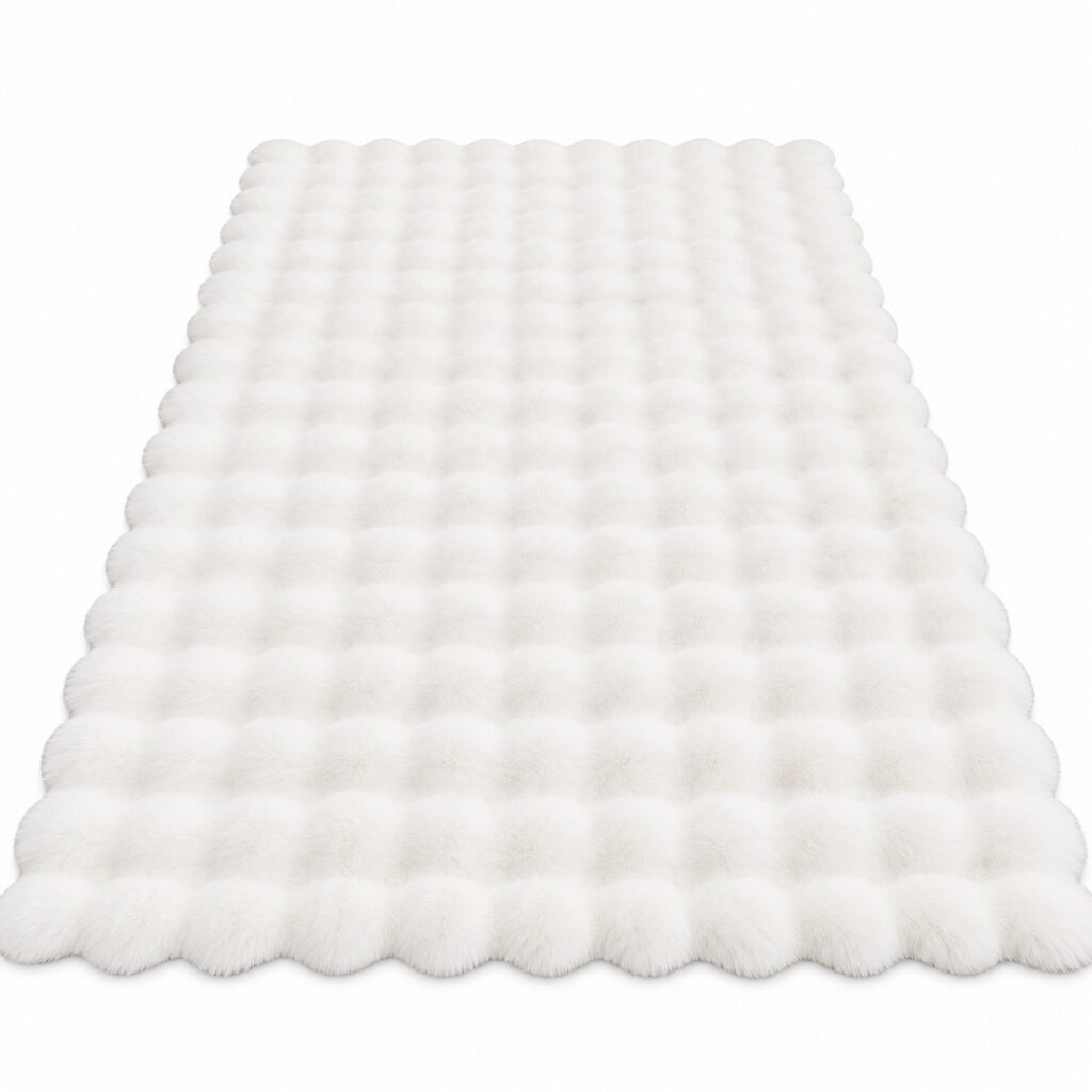 Tapis blanc moelleux à effet fourrure